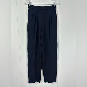 St John Size 2 Black Knit Pleated Pull On Straight Pants Classic Knit